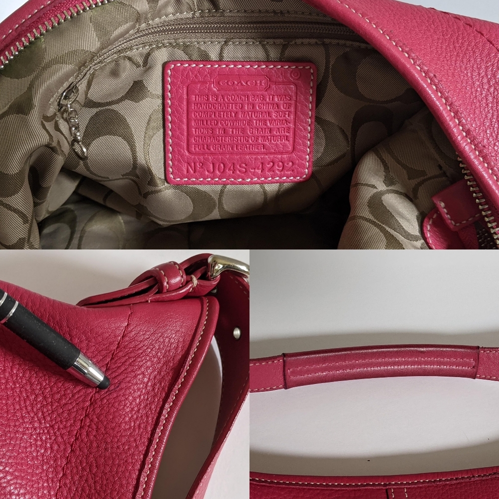 Authentic Y2K Hot Pink Leather Coach Shoulder Bag - Picture 3 of 5
